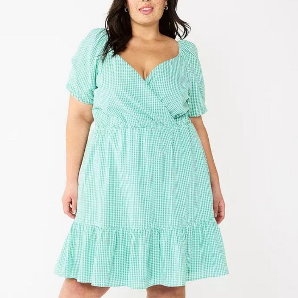 Draper James Puff-Sleeve Surplice Dress 3X